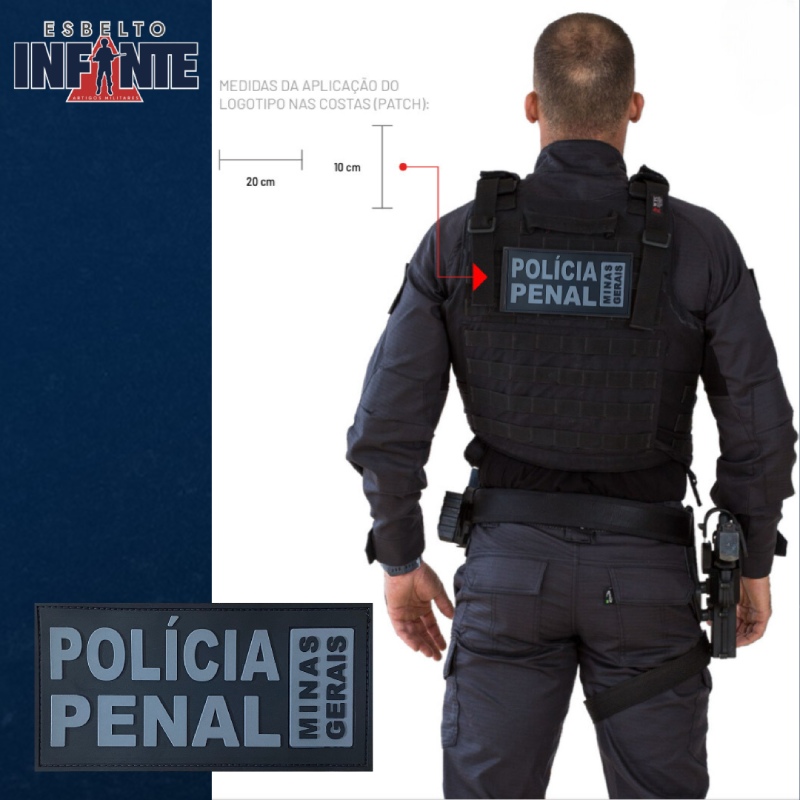 Emborrachado PPMG para Colete - Costas - Preto e Cinza (Negativo) - Esbelto Infante Artigos Militares