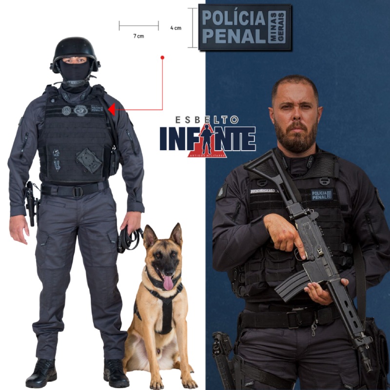 Emborrachado PPMG para Colete - Frente- Preto e Cinza (Negativo)- Esbelto Infante Artigos Militares