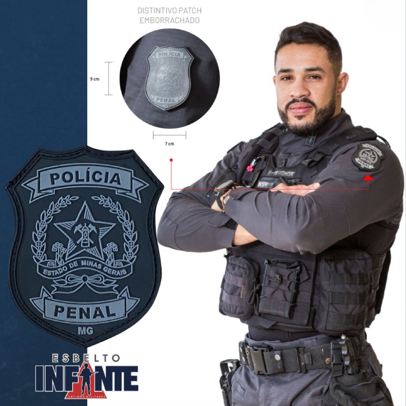 Emborrachado - Patch Polícia Penal - Braço - Baixa Visibilidade - Esbelto Infante Artigos Militares