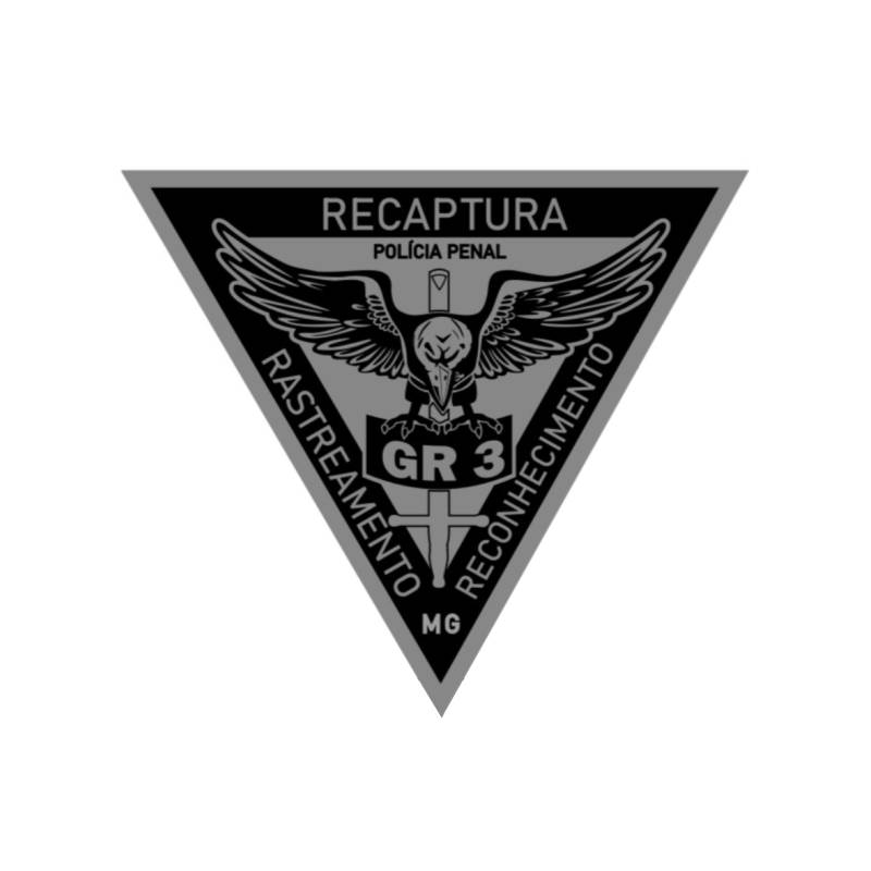 Emborrachado Triângulo Curso Policia Penal - Gr3 Preto Com Cinza - Esbelto Infante Artigos Militares